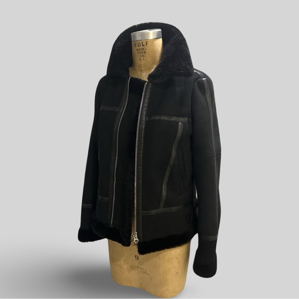NWT!! Rebecca Minkoff Genuine Shearling Leather Jacket black sz S